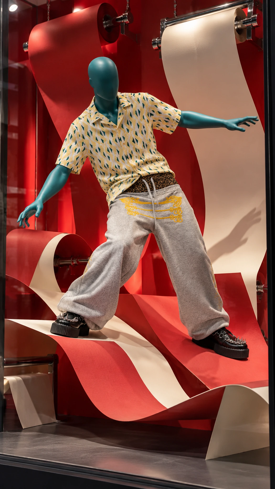 An imaginative mannequin window display