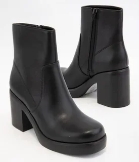 Black Leatherette Platform Booties