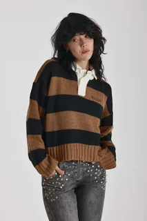 League Stripe Polo Knit Jumper