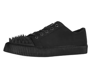 Black Twill Spiked Lace Up Sneaker