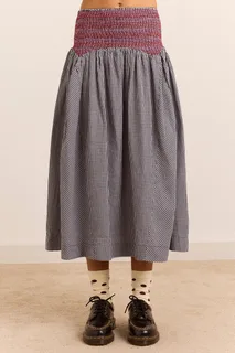 Layla Midi Skirt - Black & White Gingham
