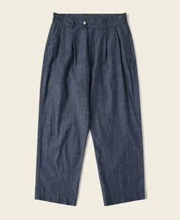 1930s Double-Pleated Chambray Pants