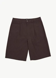 AFENDS Business - Baggy Pleated Short 24" - Coffee Stripe