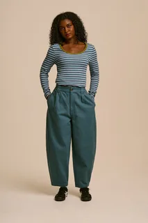 Ashby - Barrel Leg Trousers Organic Cotton in Teal