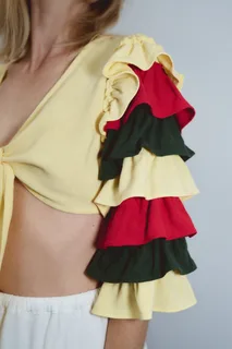 3 left - Burger Soft Linen Rumba Top