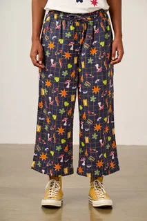 Chuck - Wide Leg Trousers Organic Cotton in Punk Energy Grid
