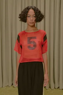 Sheer Football Tee Red/Black