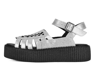 Silver Vinyl Glitter Interlace Viva Mondo Sandal
