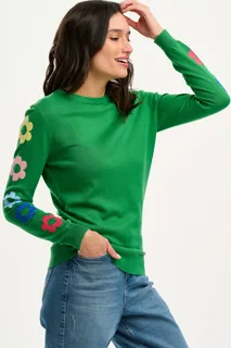 Rita Jumper - Green, Flower Sleeves
