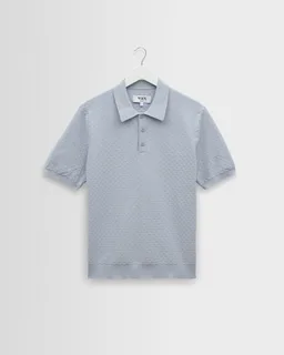 Naples - Pale Blue Retro Diamond Knitted Polo