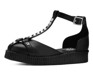 Black TUKskin™ Studded T-bar Pointed Mary Jane